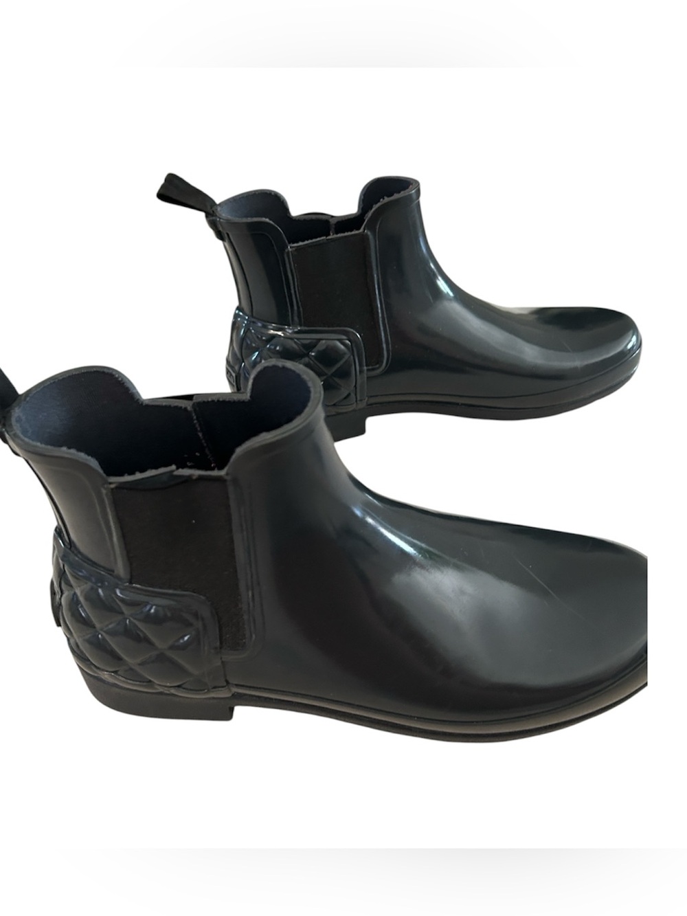 Hunter Refined Chelsea Vertical Quilt Boot Black 10 M, preowned